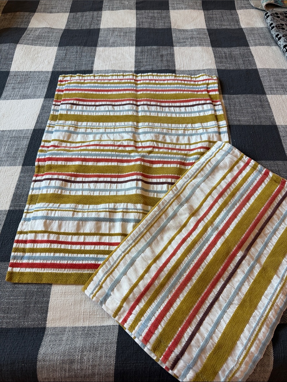Crate&Barrel Striped Pillow Shams in White, Olive, Red, Blue